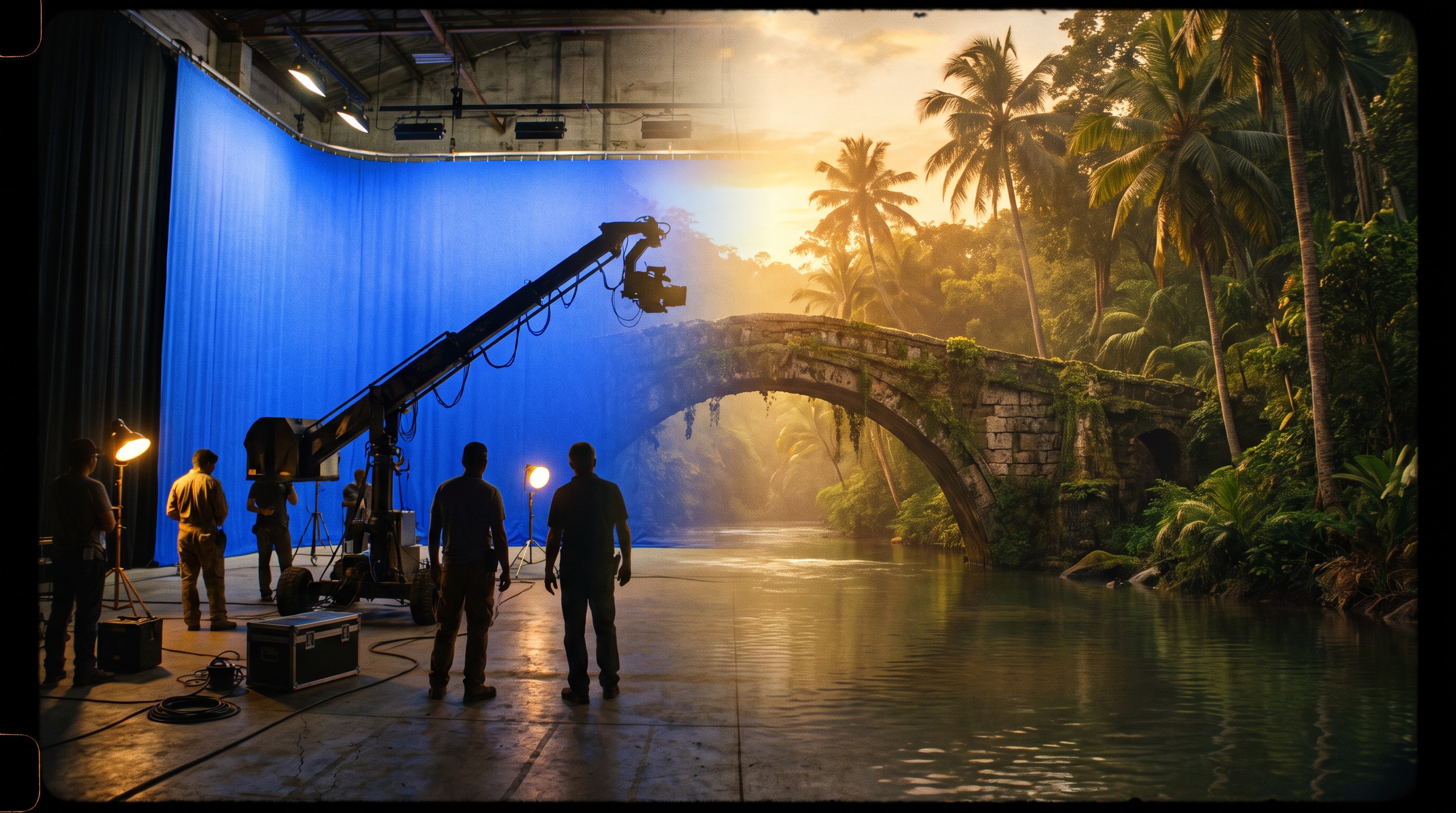 Bluescreen stage becoming a jungle